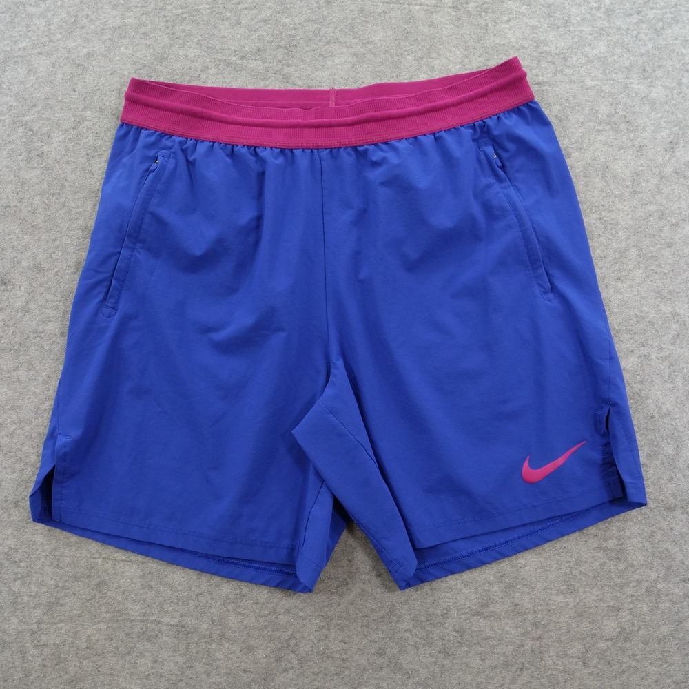 NikeShorts Mens Extra Large Blue Pink  Stride Running Zipper Pockets Logo